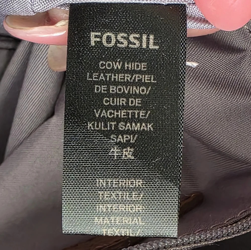Fossil Erin Pebbled Leather Crossbody Bag Tan Brown Zip Top Shoulder Purse